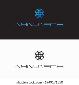 an illustration consisting of two different images of atoms in the form of a logo