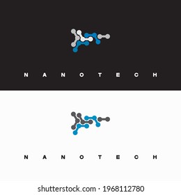 an illustration consisting of two different images of atoms in the form of a logo