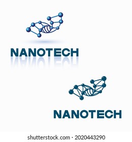 an illustration consisting of two different images of atoms in the form of a logo