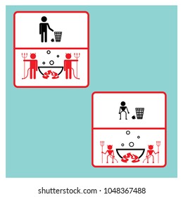 illustration consisting of two images of the prohibiting sign in the form of black humor