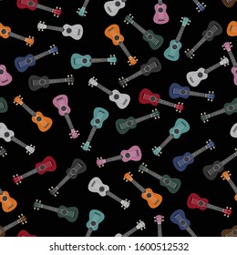 

illustration consisting of a ukulele guitar in the form of a seamless pattern.Hawaii national musical instrument