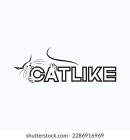 
illustration consisting of the words "catlike" and silhouettes of cats .Vector illustration of cats.