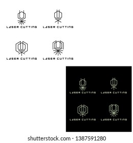 The illustration consists of a laser cutting nozzle in the form of a symbol or logo