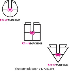 The illustration consists of a laser cutting nozzle in the form of a symbol or logo