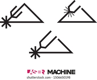 The illustration consists of a laser cutting nozzle in the form of a symbol or logo