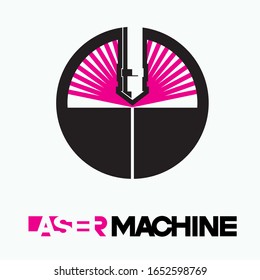 
The illustration consists of a laser cutting nozzle in the form of a symbol or logo