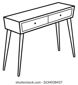 Illustration of a console table isolated on transparent background