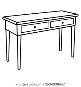 Ilustración de una mesa de consola aislada sobre fondo transparente