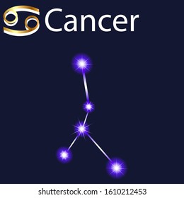 Illustration constellation Cancer with stars in the night sky
