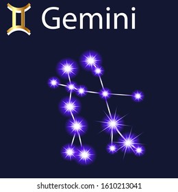 Illustration constellation Gemini with stars in the night sky