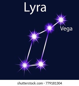 Illustration constellation  Lyra  with stars Vega in the night sky
