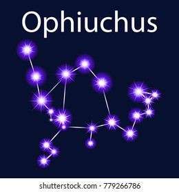 Illustration constellation  Ophiuchus  with stars in the night sky
