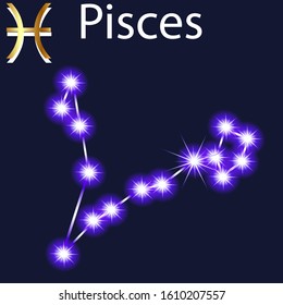Illustration constellation Pisceswith stars in the night sky