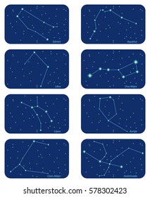 illustration of the constellations on a blue background