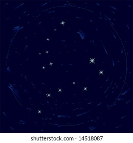 Illustration of constellations Ursa Minor and Ursa Major (Big Dipper)