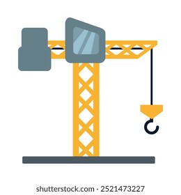 Illustration of a construction crane with a tall tower and horizontal jib, symbolizing construction and engineering. Ideal for industrial, building, and machinery themes