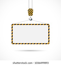 Illustration of a construction road sign and hook isolated on a white background.