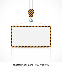 Illustration of a construction road sign and hook isolated on a white background.