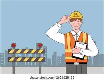 Ilustração do trabalhador de canteiro de obras
