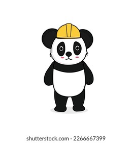 illustration of construction worker panda vector design
