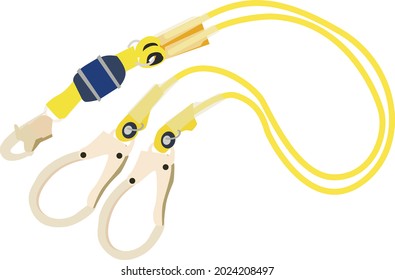 Illustration of construction worker safety rope illustration. Vector flat illustration