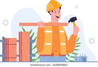 Ilustración de los trabajadores de la construcción