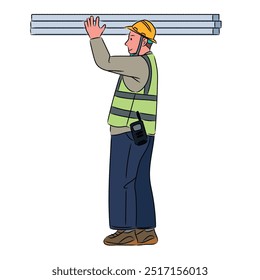 illustration of construction workers moving large materials