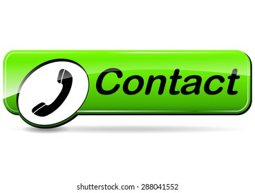 illustration of contact design green web button
