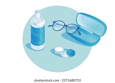 Illustration of contact lens and glasses