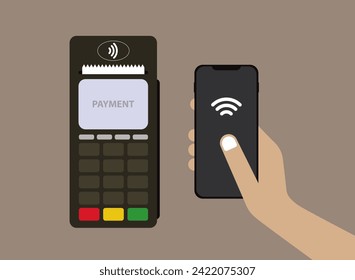 Illustration of the contactless payment by the smartphone