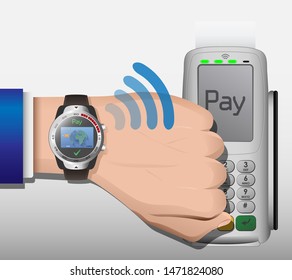 Illustration of Contactless Payment with Smartwatch