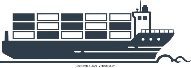 Illustration of a container ship, symbolizing maritime transport, global trade, and logistics.