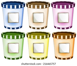 Illustration of the containers with empty signs on a white background