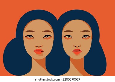 Illustration containing colors and faces of different races in defense of human rights, poster, postcard. Vector image of people of different skin color and ethnicity together. Freedom, independence, 