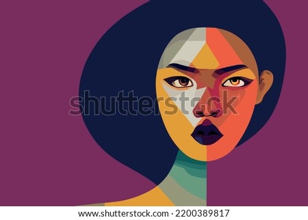 Illustration containing colors and faces of different races in defense of human rights, poster, postcard. Vector image of people of different skin color and ethnicity together. Freedom, independence, 