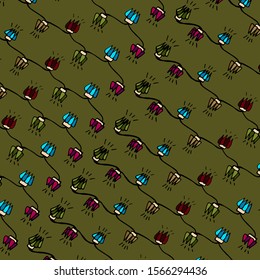 The illustration contains an image of a Christmas garland. Can be used as wrapping paper or holiday invitation.