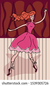 The illustration contains an image of a dancing woman (ballerina).