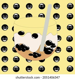 An illustration of contemporary drink Boba tea is very cute and interesting. It is perfect for cartoons, symbols, wallpapers, graphics, designs, vectors and icons.
