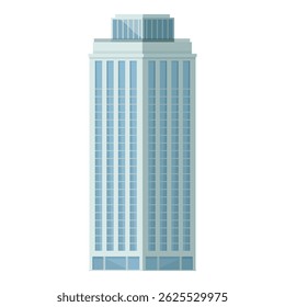 Illustration of a contemporary highrise tower with a clean design, set against a white background