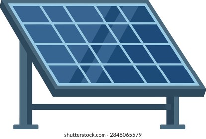 Illustration of a contemporary solar panel array mounted on sturdy metal frame structure