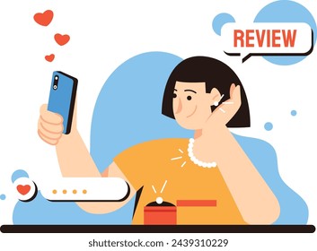Ilustración del creador de contenido revisando elementos