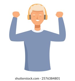 Illustration of a content man enjoying music with his eyes closed and headphones on