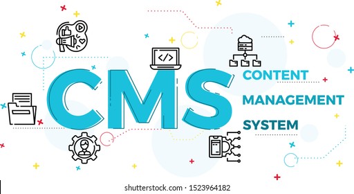 Illustration of content management system concept (CMS).
