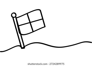 Illustration of a continuous line design of a flag. An interesting abstract line art design.