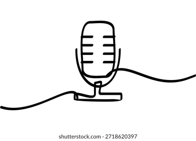 Ilustración de un diseño de línea continua en un icono de micrófono. Un interesante diseño de arte abstracto de línea.
