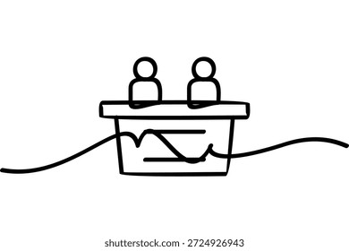 Illustration eines durchgehenden Liniendesigns an einer Rezeption. Ein interessantes abstraktes Linien-Kunstdesign.