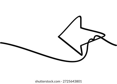 Ilustração de um desenho de linha contínua em uma seta à esquerda. Um interessante design de arte de linha abstrata.