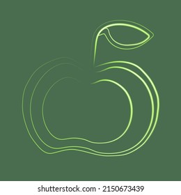 Illustration of the contour of an apple with a neon effect