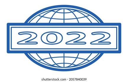 Illustration of the contour globe and 2022 New Year numeration