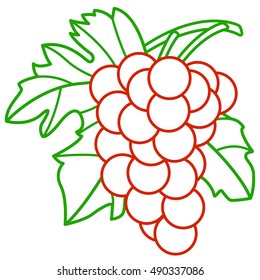 Illustration of the contour grapes bunch